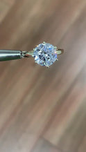 Load and play video in Gallery viewer, Large 14k solid yellow gold round cut forever one moissanite engagement ring solitaire, bridal set, wedding, anniversary 3.00ctw