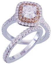 Load image into Gallery viewer, GIA I-VS2 14K White Gold Cushion Cut Diamond Engagement Ring And Band 1.90ct