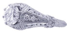 Load image into Gallery viewer, 14k white gold round cut forever one moissanite and diamond engagement ring and band antique deco Wedding Bridal Natural Diamonds 1.65ctw