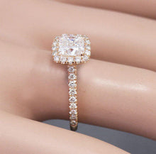 Load image into Gallery viewer, 14k rose gold cushion cut moissanite and diamond engagement ring deco halo Wedding Bridal Anniversary Natural Diamonds 1.80ct