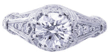 Load image into Gallery viewer, 14k white gold round cut forever one moissanite and diamond engagement ring and band antique deco Wedding Bridal Natural Diamonds 1.65ctw