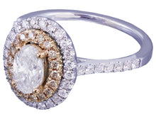 Load image into Gallery viewer, 14k White Rose Gold Oval Cut Diamond Engagement Ring Double Halo Bridal Wedding Anniversary Halo Natural Diamonds 1.20ct