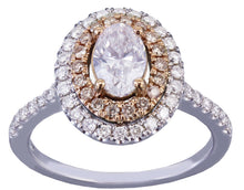 Load image into Gallery viewer, 14k White Rose Gold Oval Cut Diamond Engagement Ring Double Halo Bridal Wedding Anniversary Halo Natural Diamonds 1.20ct