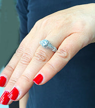 Load image into Gallery viewer, 1.35 Carat round cut diamond engagement ring diamonds bridal wedding set halo antique style 14k solid white gold