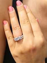 Load image into Gallery viewer, 14k solid white gold round cut forever one moissanite and diamond engagement ring semi bezel Wedding, Natural Diamonds, Bridal 2.00ct