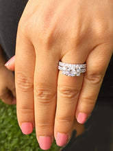 Load image into Gallery viewer, 14k solid white gold round cut forever one moissanite and diamond engagement ring semi bezel Wedding, Natural Diamonds, Bridal 2.00ct