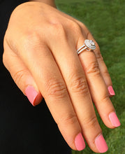 Load image into Gallery viewer, 14k solid white gold round cut diamond engagement ring split shank double halo Bridal Wedding Anniversary Natural Diamonds 1.00ctw