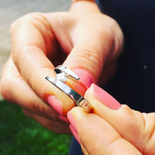 Load image into Gallery viewer, 14k solid and heavy white gold princess cut FOREVER ONE moissanite engagement ring tension set bridal wedding anniversary 1.00ctw