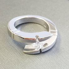 Load image into Gallery viewer, 14k solid and heavy white gold princess cut FOREVER ONE moissanite engagement ring tension set bridal wedding anniversary 1.00ctw