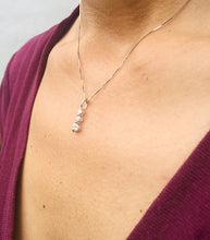 Load image into Gallery viewer, 14k White Gold Round Cut moissanites Necklace And Chain Three Stone Style Wedding, Anniversary Bridal 0.75ctw