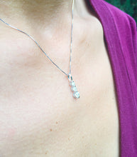 Load image into Gallery viewer, 14k White Gold Round Cut moissanites Necklace And Chain Three Stone Style Wedding, Anniversary Bridal 0.75ctw