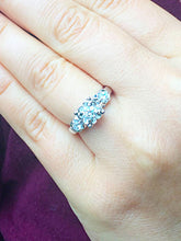 Load image into Gallery viewer, 14k White Gold Round Cut Diamond Engagement Ring Art Deco Antique Style, Bridal, Prong Set, Natural Diamonds, Halo, Three Stone 0.50ct