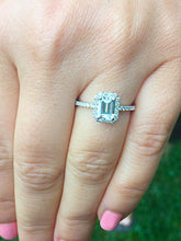 Load image into Gallery viewer, 14k solid white gold emerald cut diamond engagement ring 1.50ctw prong set halo bridal wedding natural diamonds