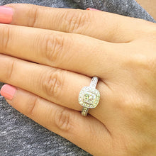 Load image into Gallery viewer, 14k solid white gold cushion cut forever one moissanite and diamond engagement ring bezel Bridal Wedding Halo Natural Diamonds 1.70ct