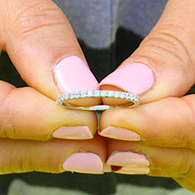 Load image into Gallery viewer, Women's 14k white gold round cut forever one moissanite band anniversary art deco modern half eternity bridal prong 0.30ctw