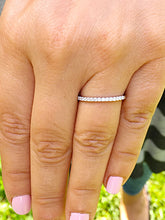 Load image into Gallery viewer, Women's 14k white gold round cut forever one moissanite band anniversary art deco modern half eternity bridal prong 0.30ctw