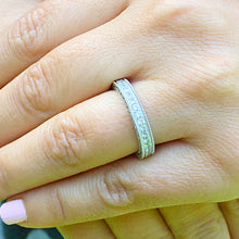 Load image into Gallery viewer, 2 Carat Women's 14k white gold round cut forever one moissanite band anniversary deco modern half eternity bridal prong