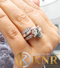 Load image into Gallery viewer, 14k white gold princess cut diamond engagement ring and two bands tension set Bridal Wedding Anniversary Halo Natural Diamonds 2.00ctw