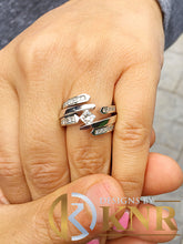 Load image into Gallery viewer, 14k white gold princess cut diamond engagement ring and two bands tension set Bridal Wedding Anniversary Halo Natural Diamonds 2.00ctw