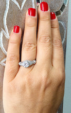 Load image into Gallery viewer, 1.65 Carat round cut diamond engagement ring natural diamonds bridal wedding set halo antique style 14k solid white gold