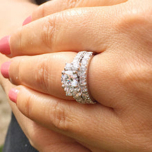 Load image into Gallery viewer, 14k solid white gold round cut forever one moissanite and diamond engagement ring semi bezel Wedding, Natural Diamonds, Bridal 2.00ct