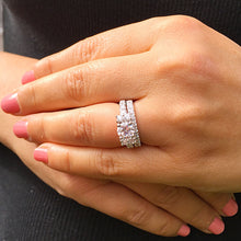 Load image into Gallery viewer, 14k solid white gold round cut forever one moissanite and diamond engagement ring semi bezel Wedding, Natural Diamonds, Bridal 2.00ct