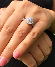 Load image into Gallery viewer, 14k solid white gold round cut diamond engagement ring split shank double halo Bridal Wedding Anniversary Natural Diamonds 1.25ctw