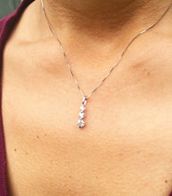 Load image into Gallery viewer, 14k White Gold Round Cut moissanites Necklace And Chain Three Stone Style Wedding, Anniversary Bridal 0.75ctw