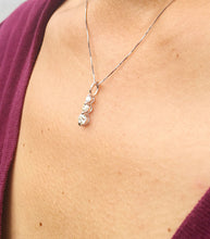 Load image into Gallery viewer, 14k White Gold Round Cut moissanites Necklace And Chain Three Stone Style Wedding, Anniversary Bridal 0.75ctw