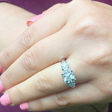 Load image into Gallery viewer, 14k White Gold Round Cut Diamond Engagement Ring Art Deco Antique Style, Bridal, Prong Set, Natural Diamonds, Halo, Three Stone 0.50ct