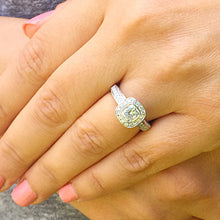 Load image into Gallery viewer, Beautiful 14k solid white gold cushion cut moissanite and diamond engagement ring bezel Bridal Wedding Halo Natural Diamonds 1.70ct