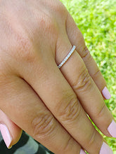 Load image into Gallery viewer, Women's 14k white gold round cut forever one moissanite band anniversary art deco modern half eternity bridal prong 0.30ctw