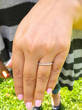 Load image into Gallery viewer, Women's 14k white gold round cut forever one moissanite band anniversary art deco modern half eternity bridal prong 0.30ctw