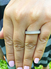 Load image into Gallery viewer, 2 Carat Women's 14k white gold round cut forever one moissanite band anniversary deco modern half eternity bridal prong