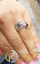 Load image into Gallery viewer, 14k white gold princess cut diamond engagement ring and two bands tension set Bridal Wedding Anniversary Halo Natural Diamonds 2.00ctw