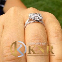 Load image into Gallery viewer, 14K White Gold Round Cut Diamond Engagement Ring, Anniversary, Wedding, Double Halo, Prong Set Natural Diamonds 2.00ctw
