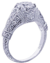 Load image into Gallery viewer, 14k white gold round cut forever one moissanite and diamond engagement ring and band antique deco Wedding Bridal Natural Diamonds 1.65ctw