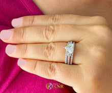 Load image into Gallery viewer, Unique 14K Solid White Gold Triangle Cut And Round Cut Natural Diamonds Engagement Ring And Two Band Set Wedding 2.00ctw