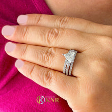 Load image into Gallery viewer, Unique 14K Solid White Gold Triangle Cut And Round Cut Natural Diamonds Engagement Ring And Two Band Set Wedding 2.00ctw