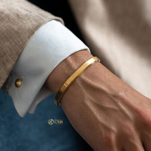 Load image into Gallery viewer, Elegant 14K or 18K Solid and Very Heavy White / Yellow / Or Rose Gold Men's Cuff Bangle 6mm Width Knife Cut Edges