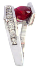 Load image into Gallery viewer, 14k solid white gold oval ruby and diamonds semi tension set ring Bridal Natural Diamonds Wedding Anniversary Engagement 4.02ctw