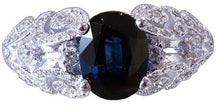 Load image into Gallery viewer, 14k white gold sapphire and diamonds antique deco design ring 2.20ctw
