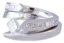 Load image into Gallery viewer, 14k white gold princess cut diamond engagement ring and band tension set 1.25ctw