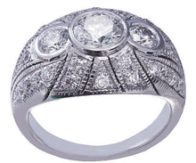 Load image into Gallery viewer, 14k white gold round cut diamond engagement ring bezel set art deco 1.75ctw
