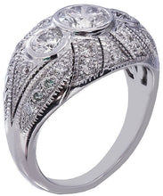 Load image into Gallery viewer, 14k white gold round cut diamond engagement ring bezel set art deco 1.75ctw