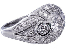 Load image into Gallery viewer, 14k white gold round cut diamond engagement ring bezel set art deco 1.75ctw