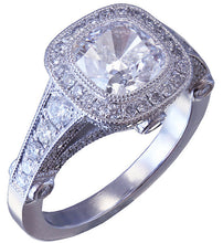 Load image into Gallery viewer, 18k white gold cushion cut diamond engagement ring bezel set 2.40ct h-vs2 egl us