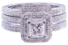 Load image into Gallery viewer, 14k white gold princess diamond engagement ring and band 1.75ct h-vs2 egl usa