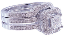 Load image into Gallery viewer, 14k white gold princess diamond engagement ring and band 1.75ct h-vs2 egl usa