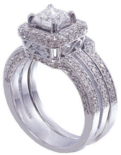 Load image into Gallery viewer, 14k white gold princess diamond engagement ring and band 1.75ct h-vs2 egl usa